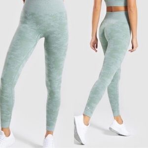 Gymshark Camo Leggings - Sage Green